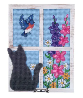 Bird Watching Plastic Canvas Window Frame