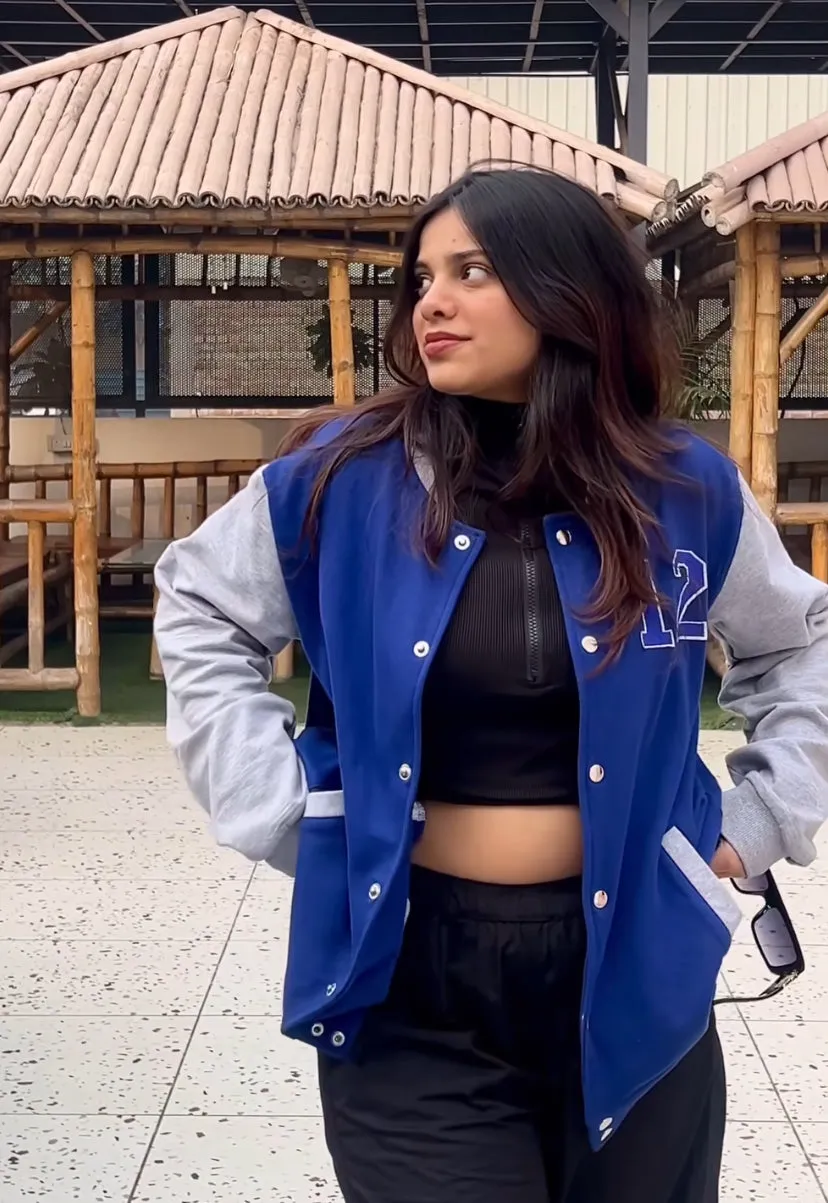 Blue Unisex Varsity Jacket