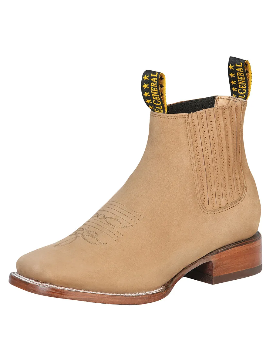 Botines Vaqueros Rodeo Clasicos de Piel Nobuck para Hombre 'El General' - ID: 126197