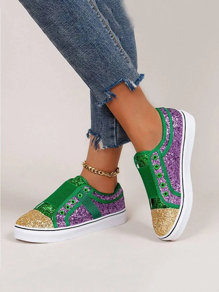 Color Block Sequin Canvas Sneakers