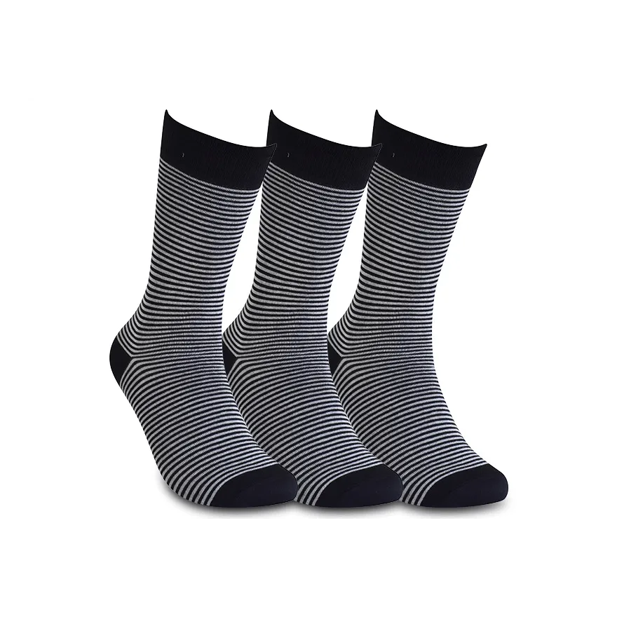 Fine White Stripes Sock 3-pack Black / White