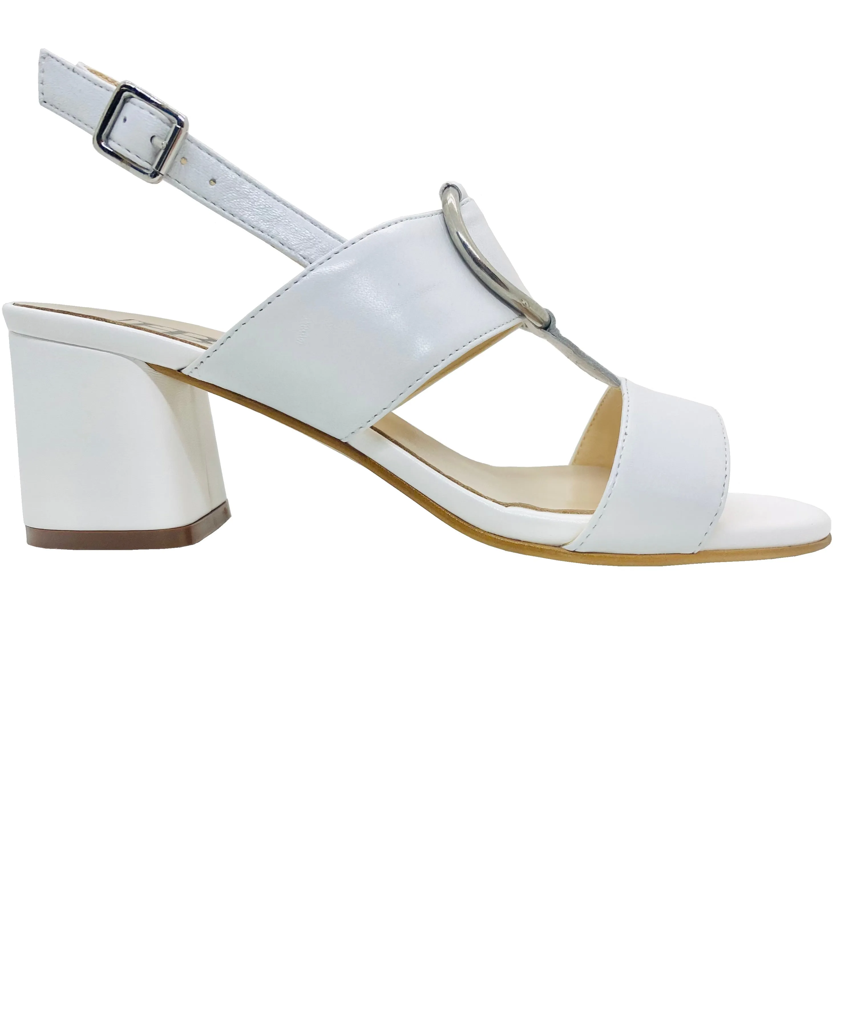 HB Italia Ladies Block Heel Sandal White