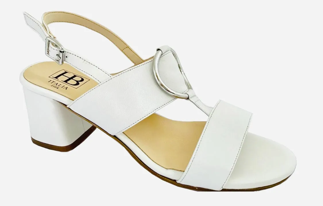 HB Italia Ladies Block Heel Sandal White