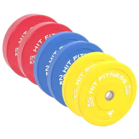 Hit Fitness 120kg Commercial Coloured Bumper Plate Set