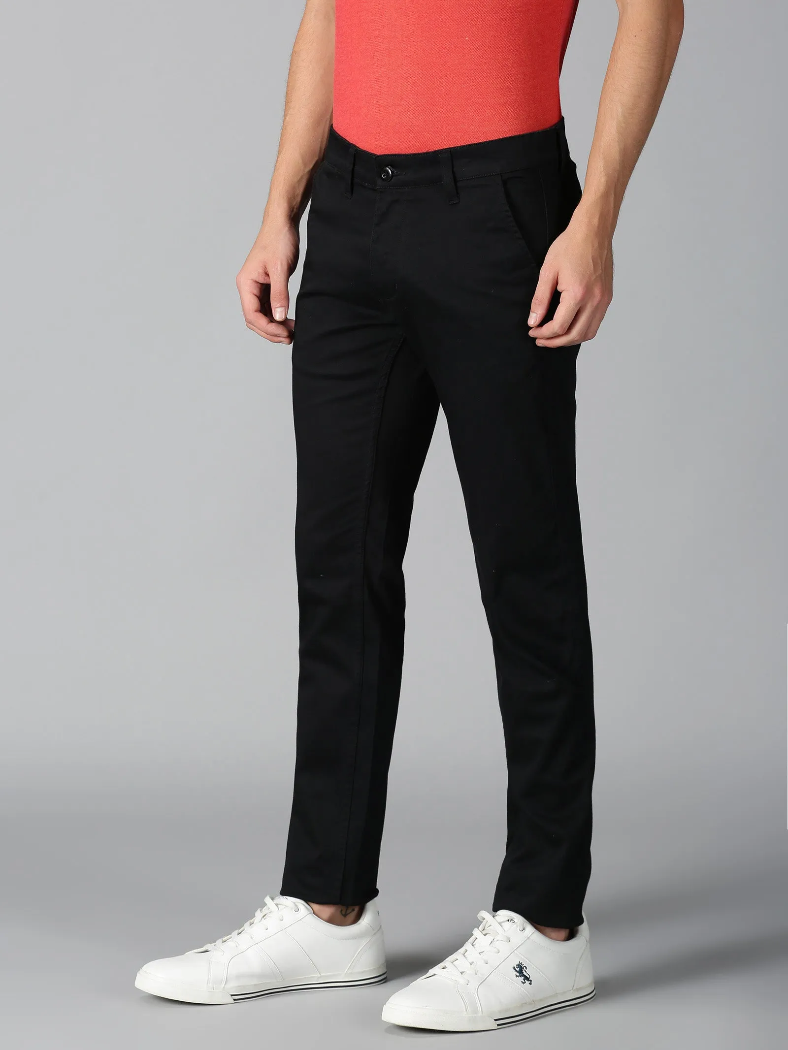 MEN'S BLACK SOLID SLIM FIT TROUSER