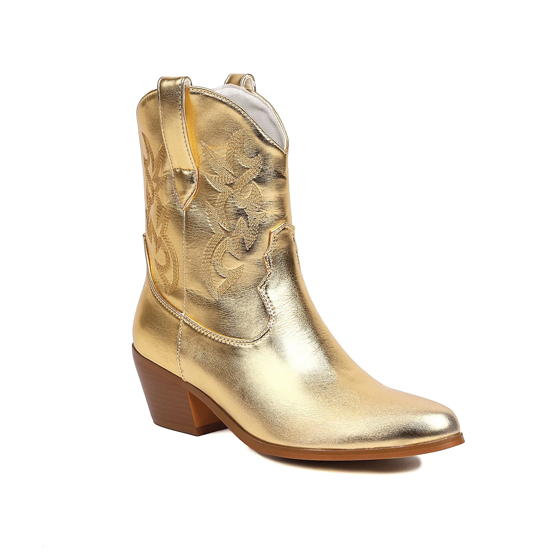 Metallic Color Ankle Boots