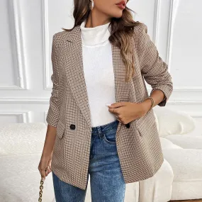 METAVERSMALL foreign trade women's spring and autumn new casual blazer button lapel long sleeve pocket business jacket